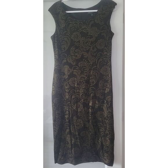 Connected Apparel Dress Black and Gold Size 12 - Picture 1 of 7